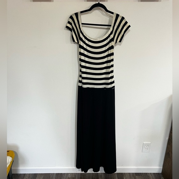 Vintage Joseph Ribkoff Couture Striped Maxi Dress - Picture 1 of 9